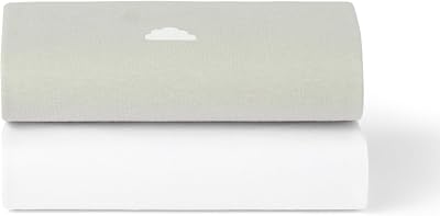 Snuz 2 Pack Moses Basket Sheets 37.5 x 75cm Grey Cloud Jersey Cotton