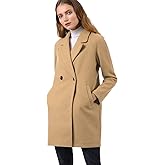 Allegra K Women's Notched Lapel Double Breasted Raglan Winter Coats
