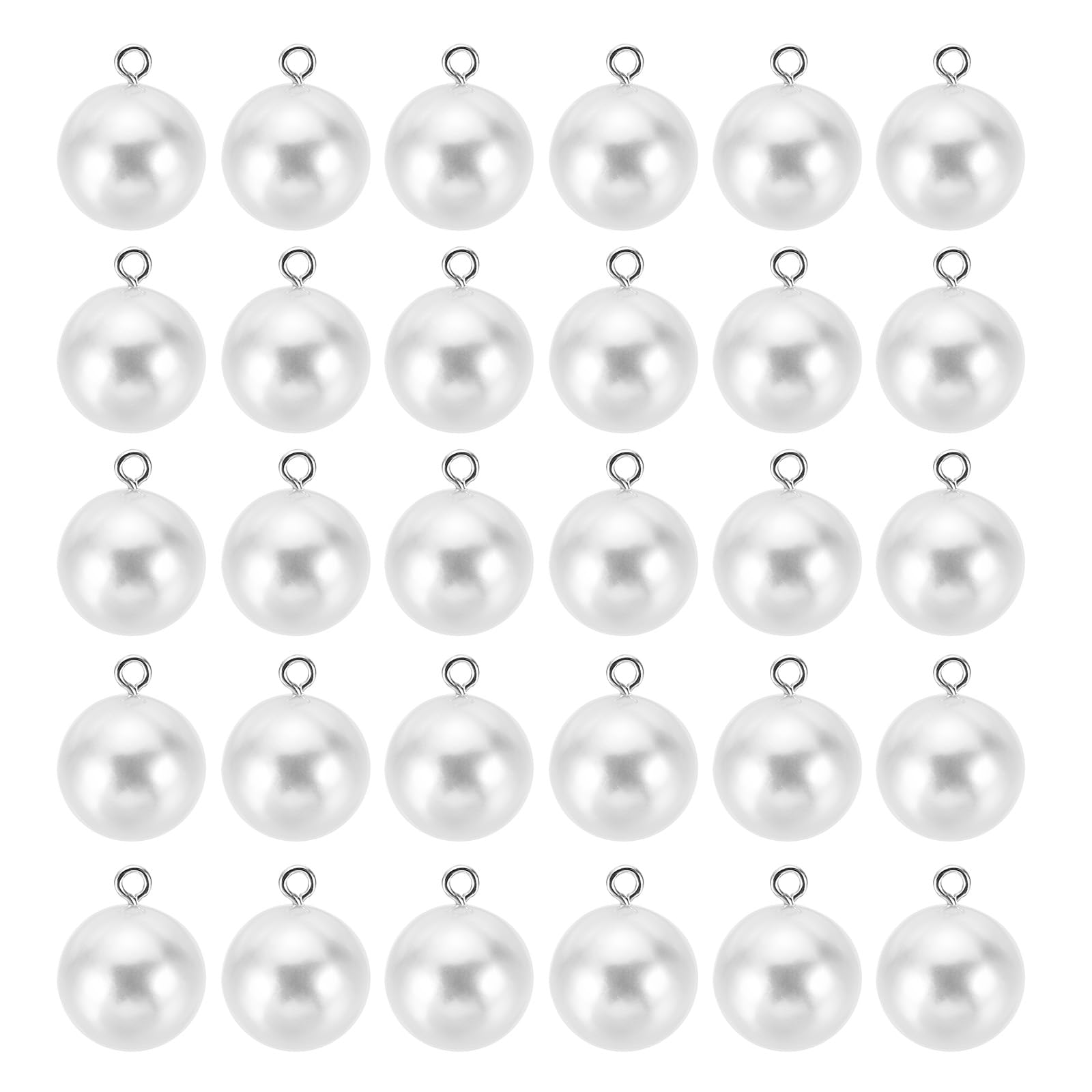 PATIKIL 16mm Pearl Charm, 100pcs Pearl Beads Faux Pearl Pendant Charm Beautiful DIY for Making s Wedding Crafts, Silvery White