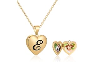 IEFWELL Gifts for Teen Girls - Heart Locket Necklaces That Holds Pictures, 14K Gold Plated Letter E Initial Locket Necklaces for Women Girls Heart Initial Necklace for Girls Jewelry