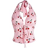 Verdusa Women's Halter Tops Going Out Y2k Ruched Backless Sleeveless Crop Top Party Clubwear