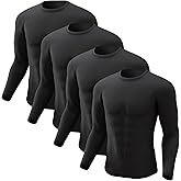 Men's Thermal Shirt 1/2/4 Pcs Fleece Lined Long Sleeve Tops Athletic Base Layer Long John Shirts for Men
