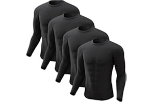 CL CONVALLARIA Men's Thermal Shirt 1/2/4 Pcs Fleece Lined Long Sleeve Tops Athletic Base Layer Long John Shirts for Men