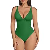 FeelinGirl Shapewear Bodysuits for Women Tummy Control Body Suits Deep V Neck Thong Body Shaper