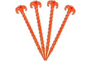 TZT Canopy Stakes Canopy Anchor Beach Tent Stakes Heavy Duty Screw Shape 25 cm 10 inch - 4 Pack Orange …