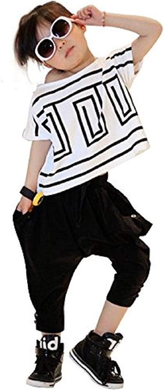 Girls Summer 2pcs Clothing Set Short Sleeve Top And Black Harem Pants 3 4 Years Tag 110 Amazon Ca Luggage Bags