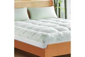 Shilucheng Cooling Bamboo_ Queen Mattress Topper, Extra Thick 1200 GSM Down Alternative Fill Washable, Soft Mattress pad for Back Pain, Bed Mattress Topper with 8-21" Deep Pocket(60"x80")