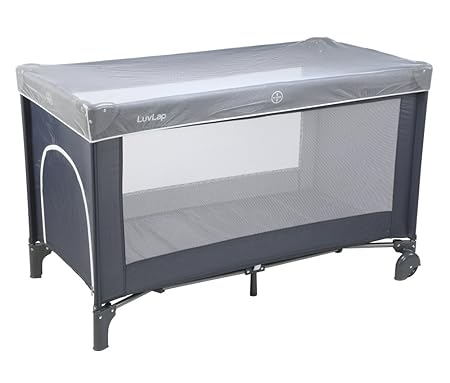 LuvLap Sunshine Baby Playpen Playard/Folding Baby Bed Cum Cot/Convertible Crib - (Grey)