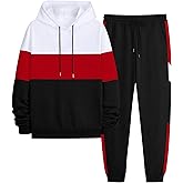 Babioboa Men's Tracksuit 2 Piece Color Block Hoodie Set Pullover Sweatshirt and Jogging Sweatpants Athletic Sweatsuits Set
