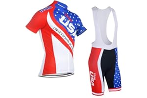 SGCIKER Team USA Cycling Jerseys us Flag Short Sleeve Bike Clothing Jersey Sets bib Shorts with Silicon Gel pad