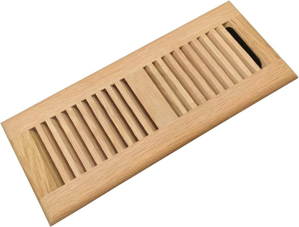 Registers, Grilles & Vents - Razo White Oak Wood Floor Register, Drop in Vent Cover with Damper, 4x12 Inch (Duct Opening), 3/4 Inch Thickness, Unfinished