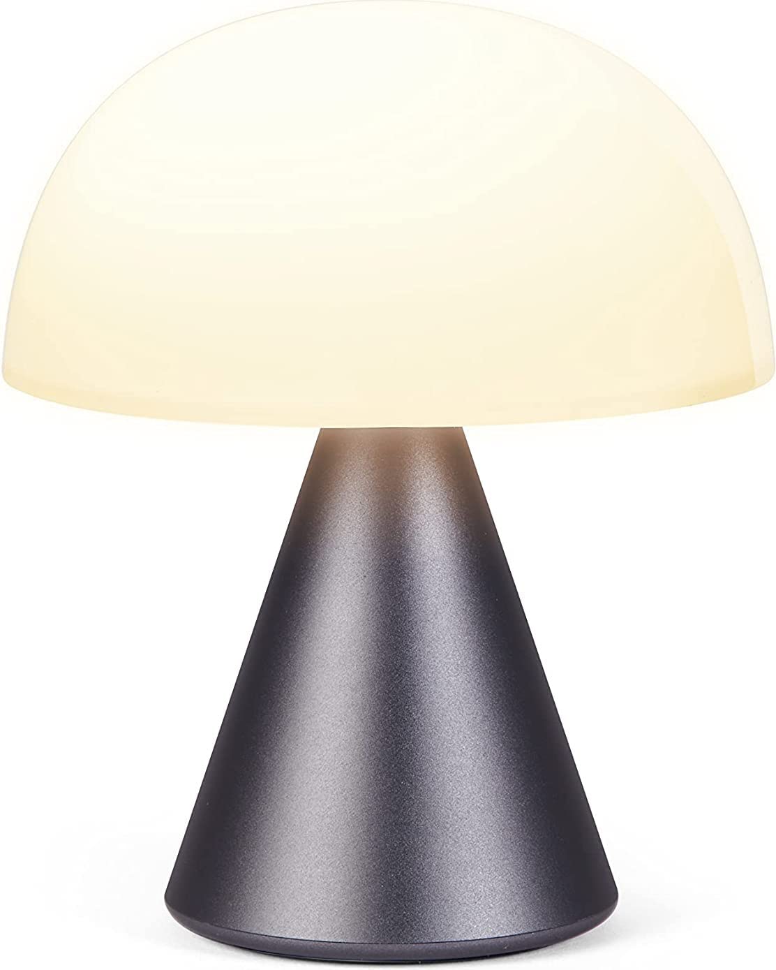 Lexon Mina M Mushroom Lamp - Portable Bedside Light for Bedrooms, Kids & Nursery - 9 LED Color Rechargeable Table Lamp with 24h Light & Dimmer, Medium - Gun Metal