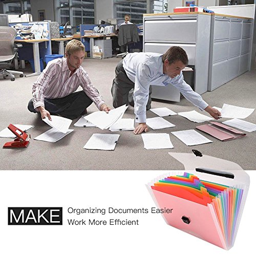 Expanding File Folder/Accordion Folder File Organizer Handle A4 Multicolor Portable Expanding Wallets Large Capacity Portable Box Document Stand Bag, Labels,Office, Study, Business (13 Pockets)