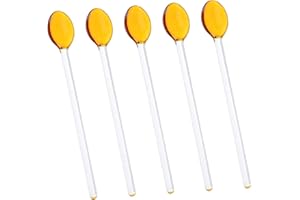 Healifty 5 Pcs Glass Coffee Spoons Long Handle Reusable Coffee Stirrers Dessert Spoons Heat-Resistant for Tea
