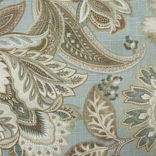 J Queen New York Valdosta Aqua Jacobean Floral Fabric Shower