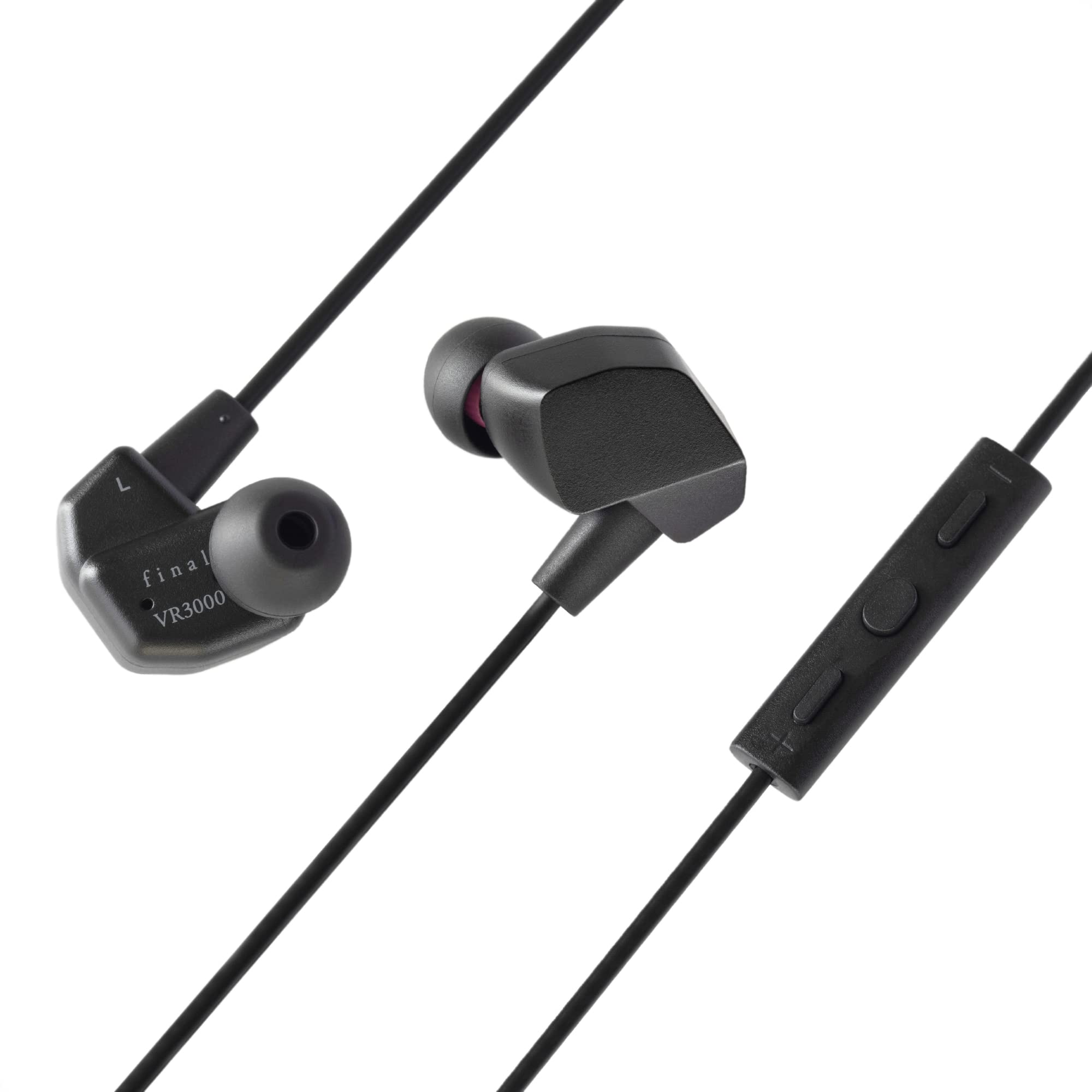 Final VR3000 Gaming Earphones for Immersive Spacious Experience - Open World Adventure, Virtual Reality & Spatial Environments - In-Line Microphone and Controls - Black