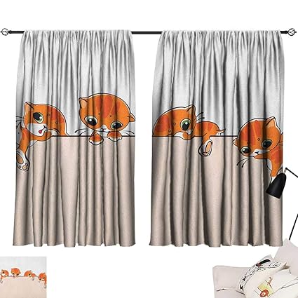 Amazon Com Warm Family Cat Decor Curtains Banner With Little