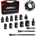 AKM TOOL 1/4" Drive Magnetic Impact Socket Set - 15 Piece SAE, 1/4"-9/16", Cr-Mo Steel, With Extensions & Case