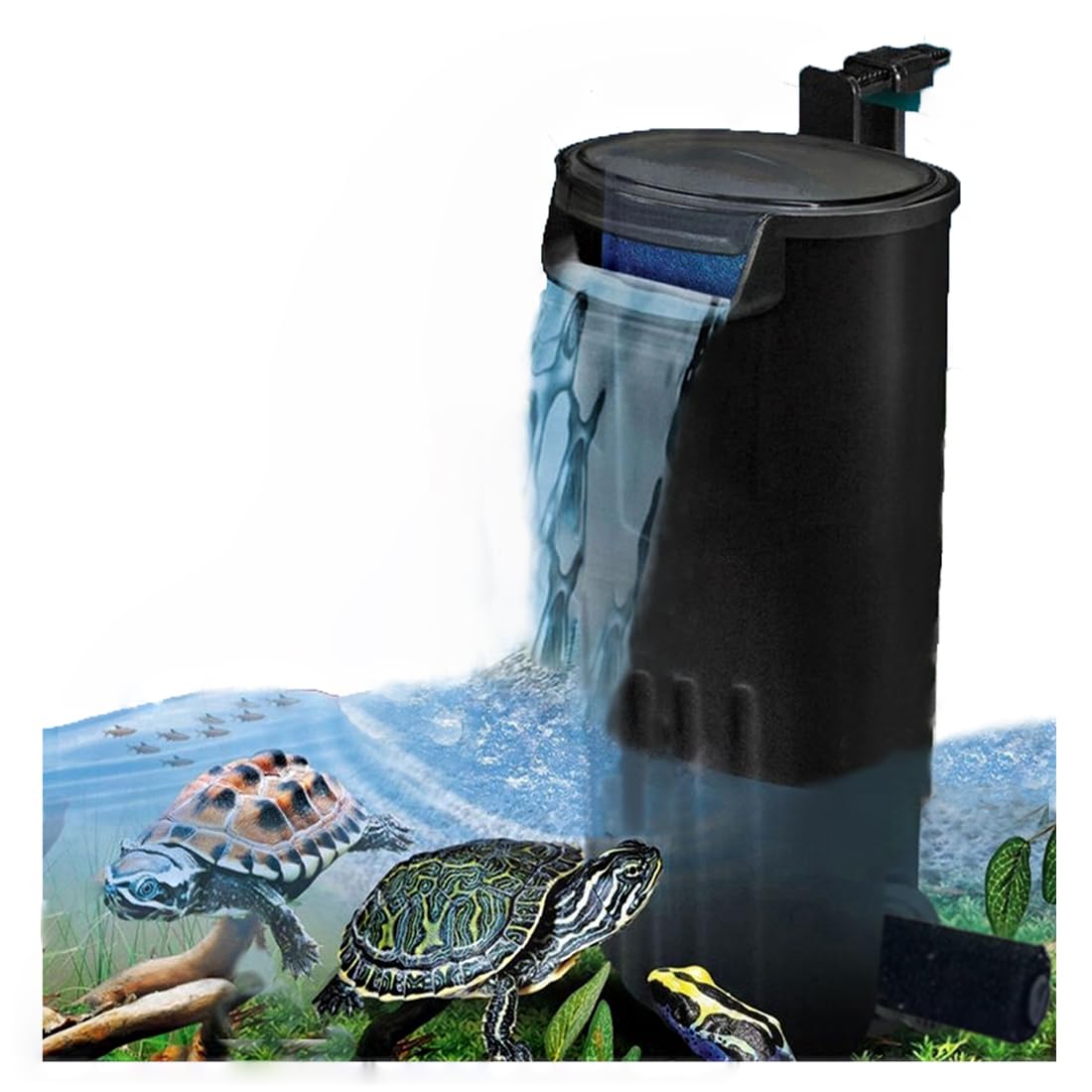 Aquarium Bio Filter Fish Tank Internal Filter Turtle Filter Waterfall Tank Water Clean Pump Bio-Filtration for Coldwater, Tropical Aquarium Turtle Shrimp Frog Crab Up to 130L (400L/H Aquarium filter)