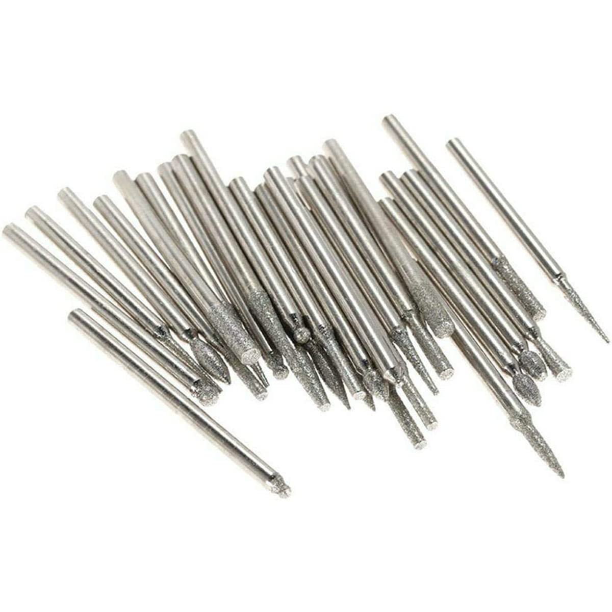 30Pcs Drill Bit Sets Diamond Grinding Needle Burr Bits 3mm Shank Rotary Grinder Tool Accessories Kit for Grinding Polishing Stone Carving Jewelry