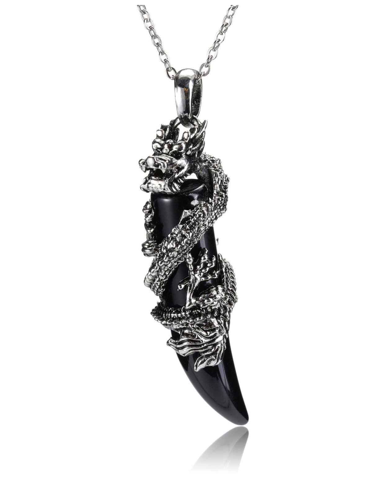 JSDDE Dragon Necklace for Men Women Black Obsidian Healing Crystal Necklaces Natural Gemstone Point Pendant Necklace Jewellery Gift