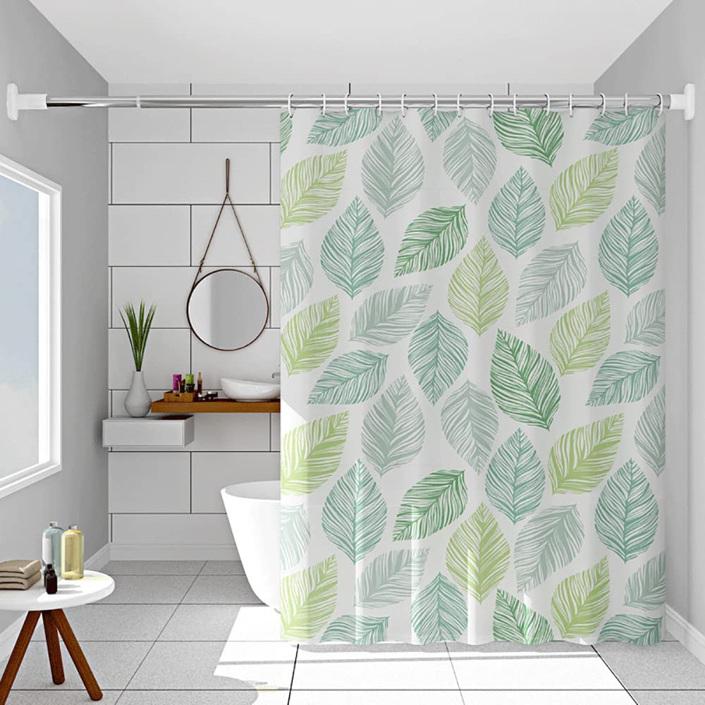 Vllcsla Shower Curtain 200/240 Drop, 200x200 Drop cm, PEVA Extra Long Wet Room Bathtub Curtain, Waterproof Longer Length Bathroom Curtains 180 to 240 cm, Mildew Resistant, Green Leaves