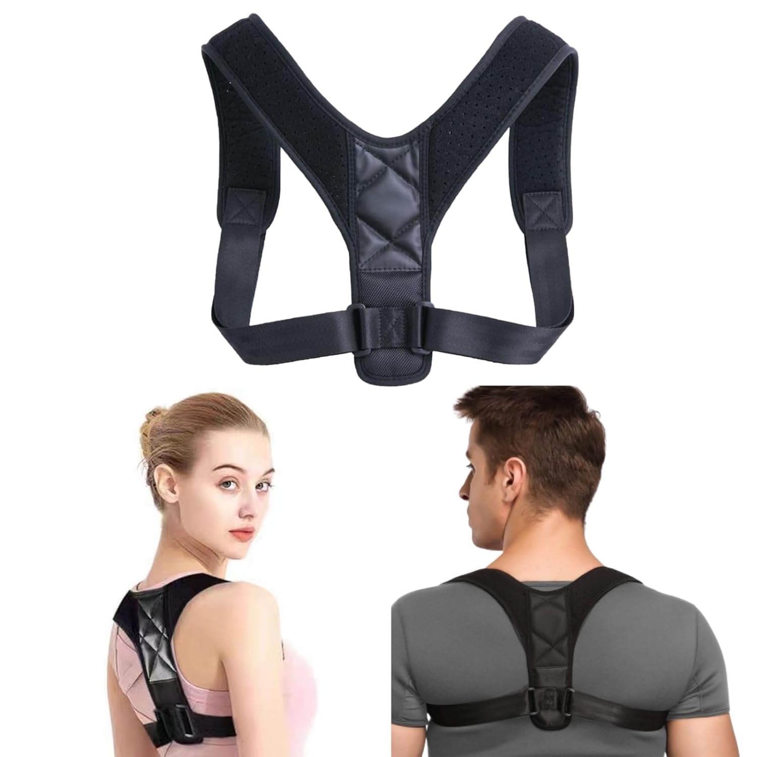 KKTECH Posture Corrector for Men and Women, Support for a Straighter Back, Alleviating Hunchback and Relieving Back Pain, Enhancing Posture and Spinal Alignment (LARGE)