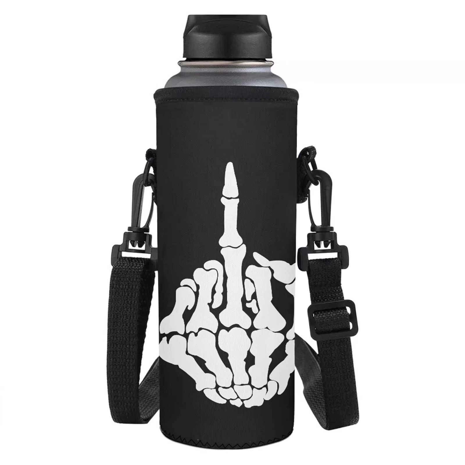 Jndtueit Insulated Water Drink Bottle Covers Middle Finger Pattern Work/School/Sport Shoulder Bag Water Bottle Carrier Bag