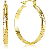 14K Gold Earrings for Women Trendy Lightweight Hoops Earrings Gold Cutting Line 14K Gold Hoop Earrings for Women