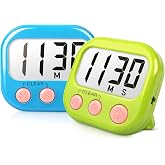 Digital Timer for Kids Classroom Timers for Teachers 2 Pack Blue Green | Kitchen Timers for Cooking, Large Screen, Strong Magnetic, Loud Alarm, Teacher Supplies