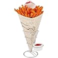Restaurantware-11.5-Inch Eco-Friendly Finger Food Cones with Built-in Condiment Dipping Pocket: Perfect for Appetizers - Food-Safe Paper Cone with Newsprint Styling - Disposable - 100-CT
