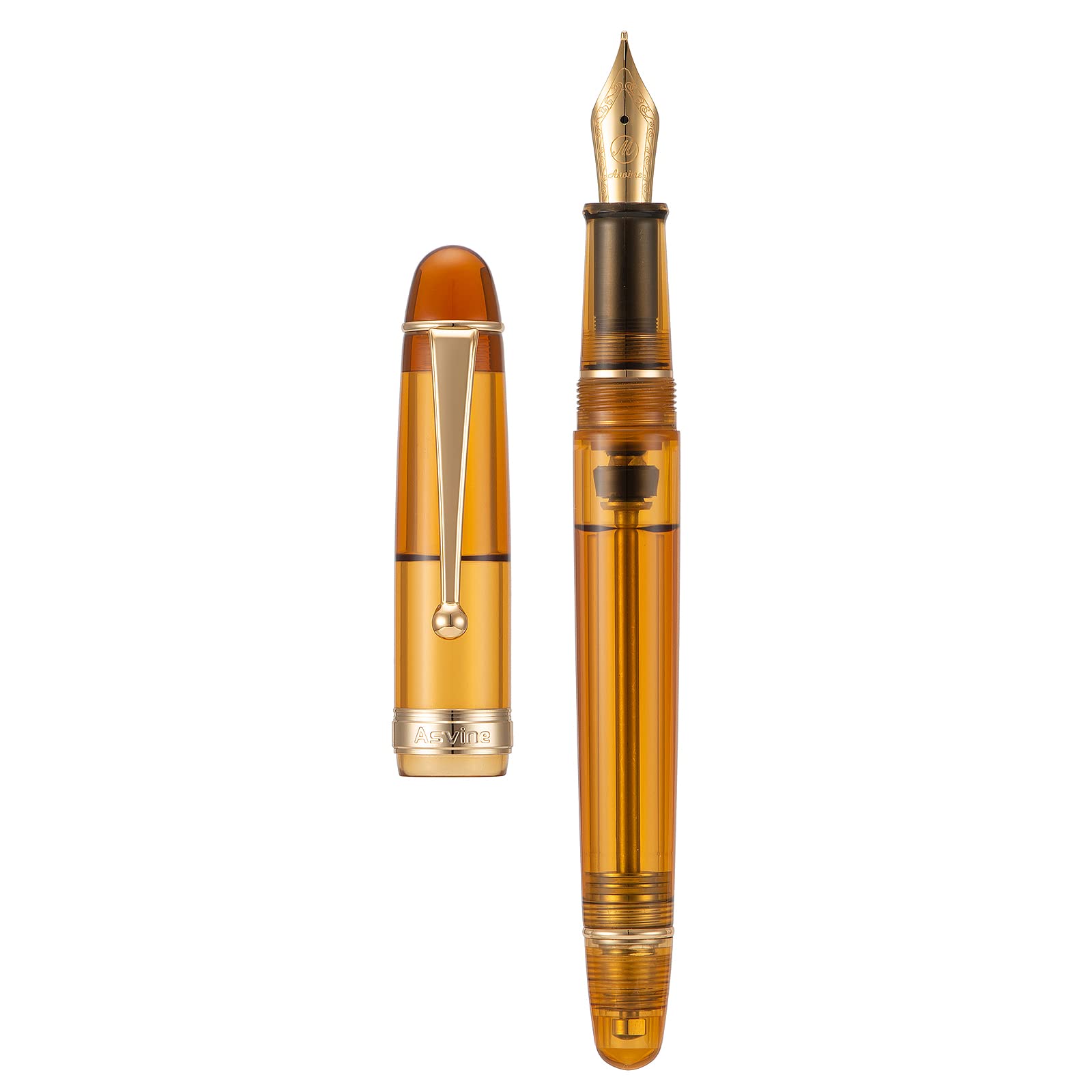 Asvine V126 Vacuum Filling Fountain Pen Medium Nib, Transparent Brown Acrylic, Large-Capacity with Gift Case — image 1