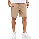 COOFANDY Mens Casual Linen Shorts Elastic Waist Drawstring Loose Fit Summer Beach Vacation Shorts with Pockets