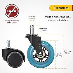 HOLKIE Office Chair Wheels 11x22mm Blue 3 Inch Desk