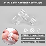 URAQT Transparent Cable Clips 64 Pcs Self-Adhesive Wire Organizer Clamps view 3