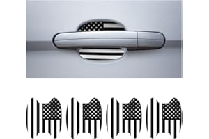 8SANLIONE 4PCS Car Door Handle Sticker, American Flag Universal Car Door Handle Cup Protective Films, Anti Scratches Door Side Paint Protector, Auto Accessories for Cars Trucks SUVs (Black)