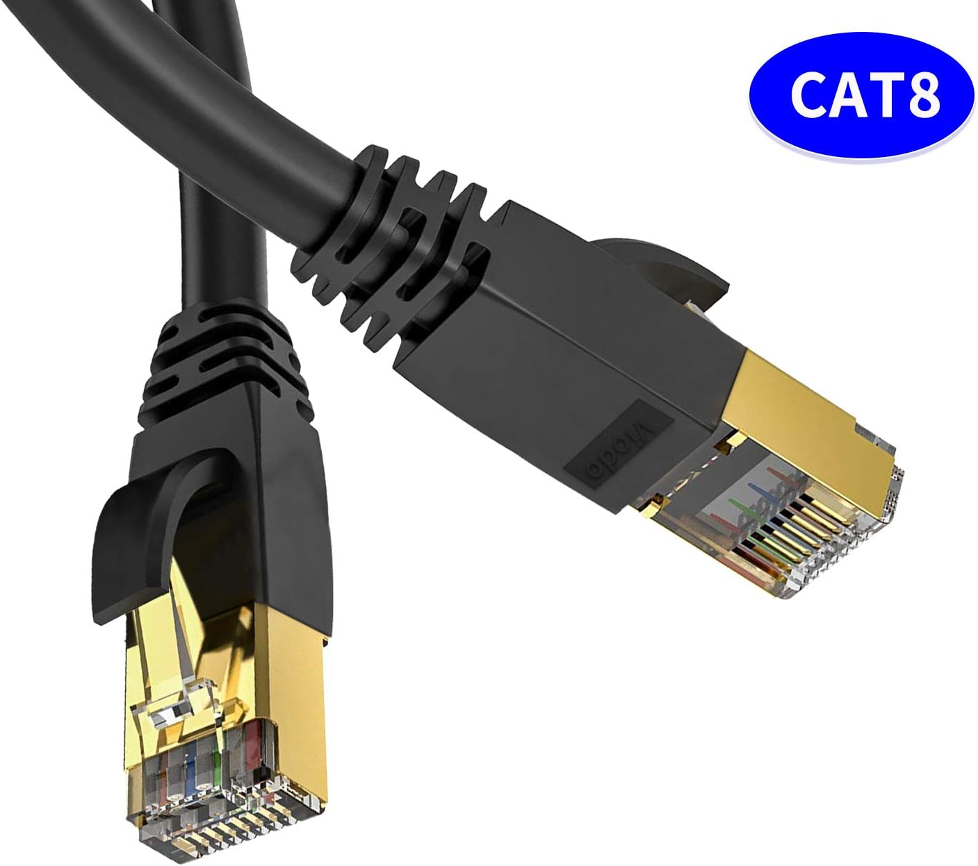 Viodo CAT8 Ethernet Cable 65ft,Professional Network Patch Cable 40Gbps 2000Mhz S/FTP LAN Wires, High Speed Internet Cable Cord with RJ45 Gold Plated Connector for Router,Modem,Gaming, Xbox (20m/65ft)