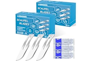 LABAIDER Surgical Grade Blades #10 100pcs Sterile Scalpel Blades Individually Wrapped, with Storage Case, for Biology Lab Anatomy, Practicing Cutting, Medical Student, Sculpting, Repairing (#10, 100)