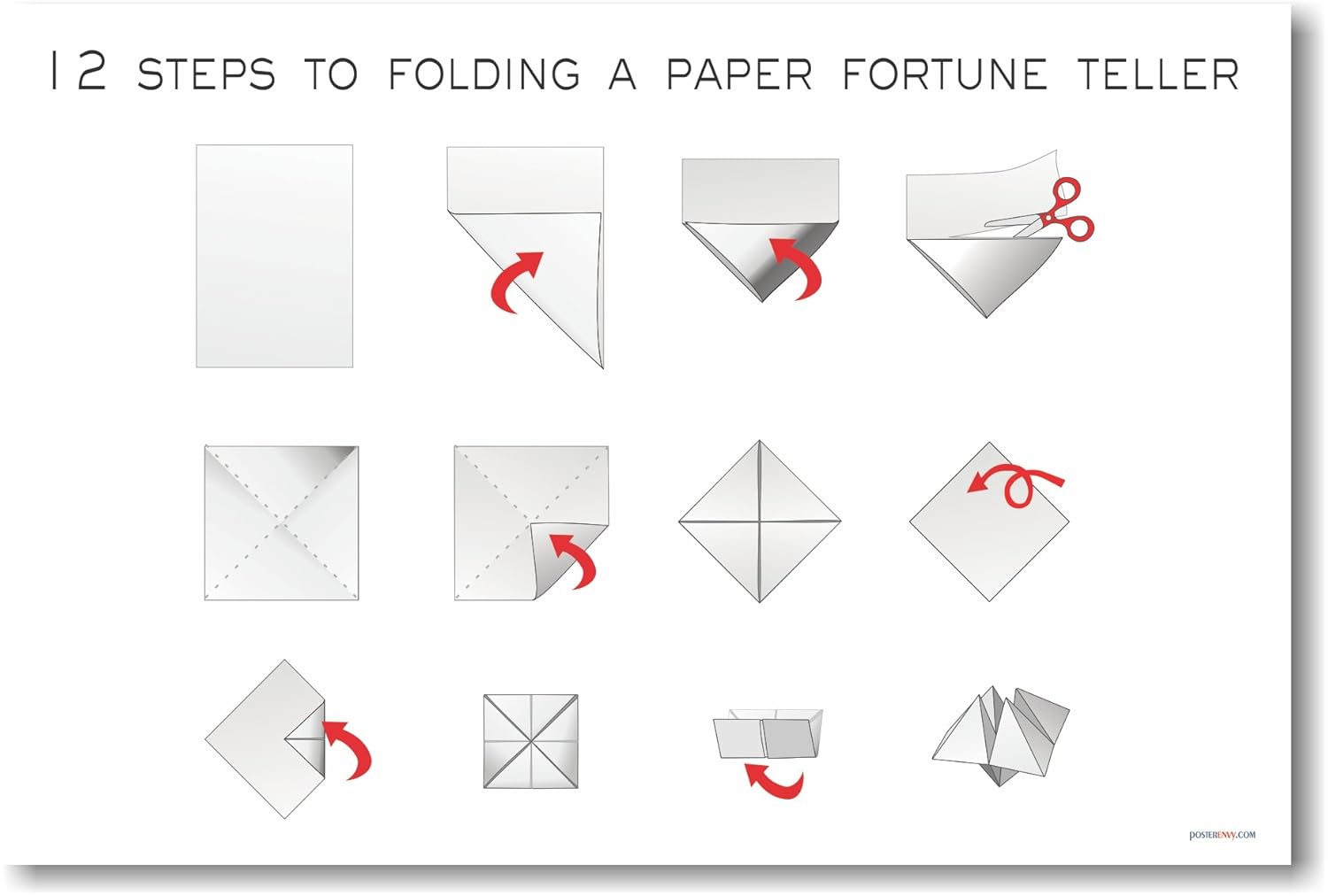 Amazoncom 12 Steps To Folding A Paper Fortune Teller