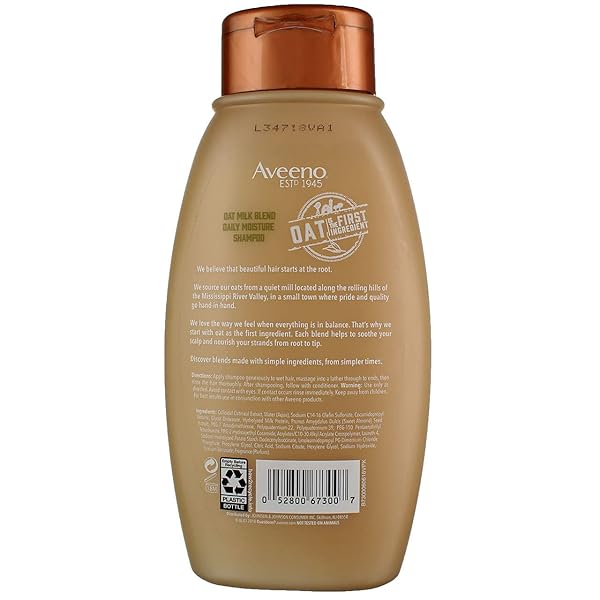 AVEENO FARM-FRESH OAT MILK SULFATE-FREE SHAMPOO WITH COLLOIDAL OATMEAL & ALMOND MILK, MOISTURIZING SHAMPOO FOR ALL HAIR TYPES, SAFE FOR COLOR-TREATED HAIR, PARABEN & DYE-FREE, 12 FL OZ