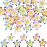 SUNNYCLUE 1 Box 28Pcs 7 Colors Lily Flower Charm Frangipani Flower Charms Resin Sea Beach Hawaiian Plumeria Rubra Floral Pendants for Jewelry Making Earrings Necklace Bracelet Keychain DIY Crafts