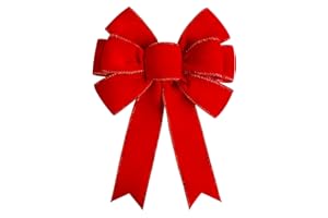Satenwie Red Christmas Bows Large Velvet Bow for Wreaths, Tree, Outside Decorating, Outdoor (12 * 14 inch)