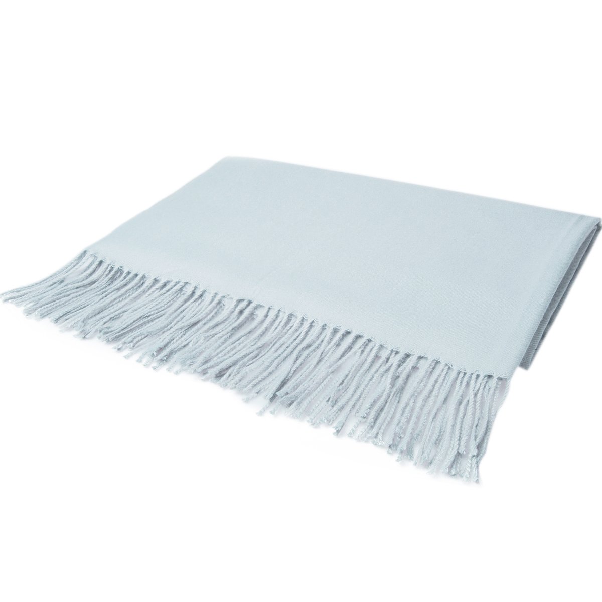 EVRFELAN Women Winter Warm Scarf Soft Cashmere Fringe Tassel Pashmina Pure Color Shawl Stole Wrap (Light grey)
