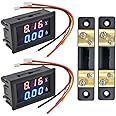 Aideepen 2pcs Digital Volt Amp Voltmeter Ammeter Meter DC 4.5-100V/50A Dual LED Voltage Amperage Current Meter Tester Panel with 50A 75mV Shunt(Red&Blue)