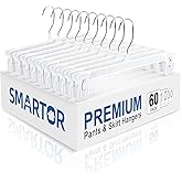 Smartor Skirt Hangers|Pants Hangers with Clips 60 Pack | Space Saving| Durable| Durable Clips| Pant Hanger for Men| White Hanger Clips for Women Shorts, Jeans, Slacks