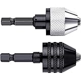 aiyun Impact Drill Adapter - 2Pcs Drill Bit Adapter for Impact Driver Converter Hex Shank Keyless Drill Chuck Adapter (0.3-6.