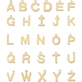 Spritewelry 52pcs/2sets Alphabet Letter Charms 18K Gold Plated Initial A-Z Charms Stainless Steel Letter Laser Cut Smooth Dangle Pendants for Personalized Earring Bracelet Necklace Jewelry Making