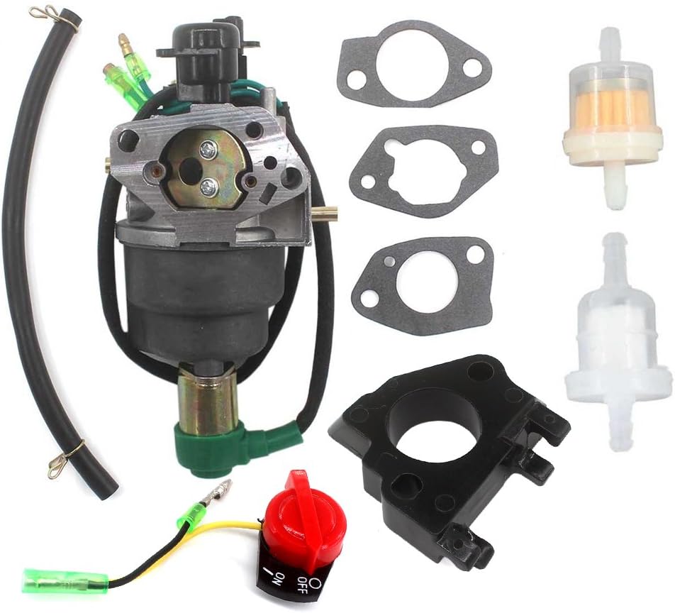 AISEN Gas Generator Carburetor Carb Fuel Filter Stop Switch for Honeywell HW5500 HW5000E HW6200 100924A 100925A 6036 6037 6151 6875W 337cc 389cc Generator