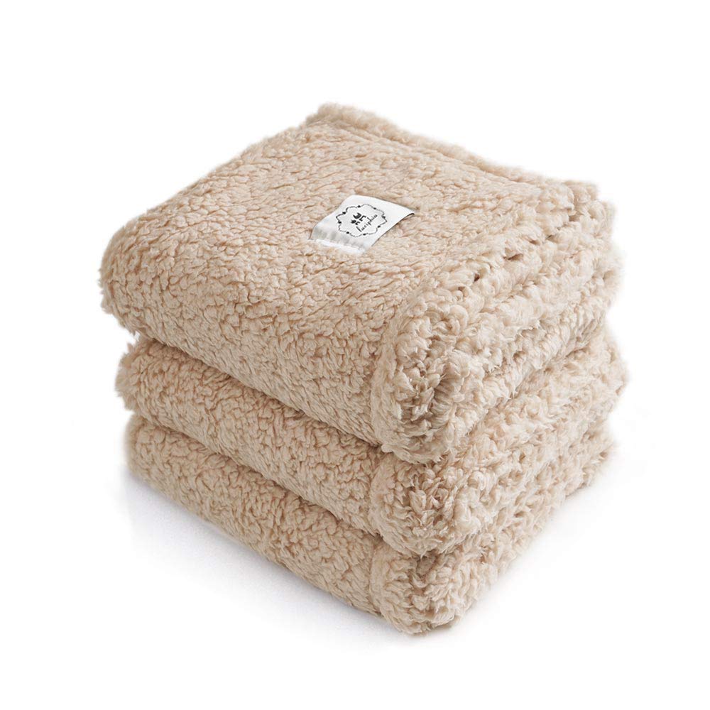 luciphia 1 Pack 3 Blankets Super Soft Fluffy Premium Fleece Pet Throw for Dog Cat Puppy Beige S-29" x17"(75 * 45cm)