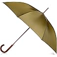 Totes Eco Auto Open Umbrella Classic Wooden J Stick Handle with Easy Grip - Windproof, Rainproof and Durable Canopy Design – Versatile Travel, Perfect for Rainy Days